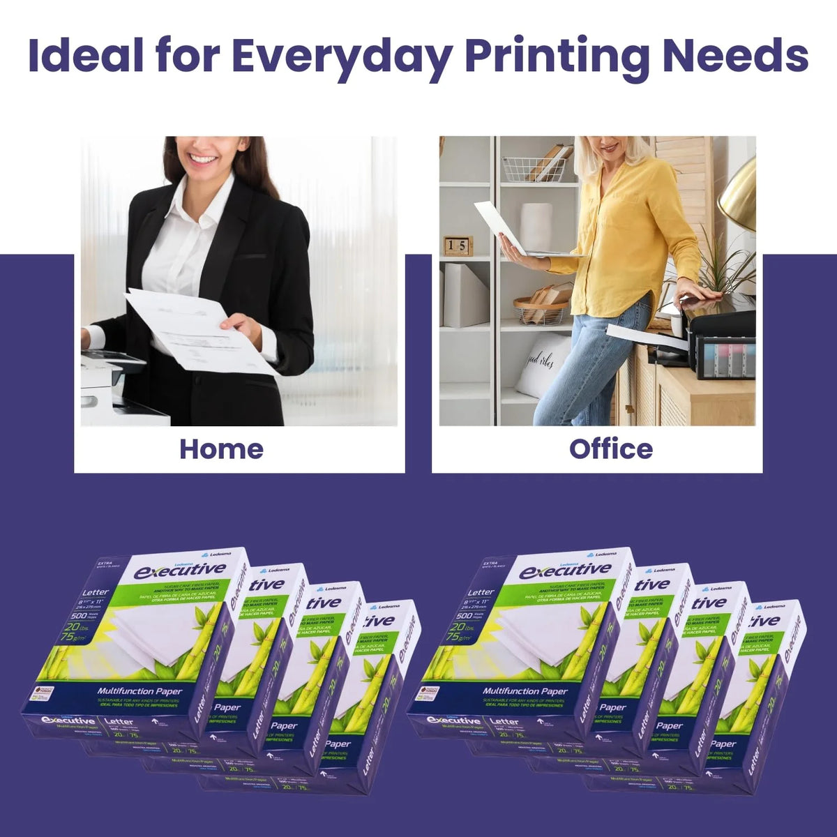 Sugarcane Fiber - White Letter-Sized Copy Paper  - 10 Reams