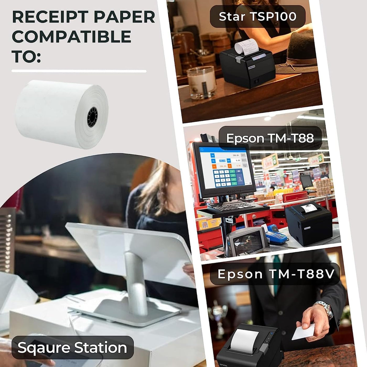 3-1/8" x 230 Thermal Paper Rolls - 48 GSM, Bright White, BPA Free - Easy to Use - Pack of 50 Rolls Per Case
