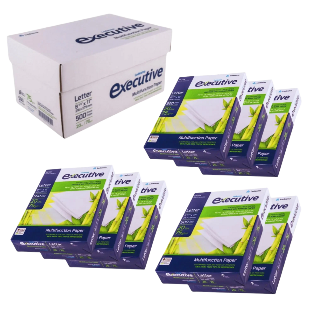 Sugarcane Fiber - White Letter-Sized Copy Paper  - 10 Reams